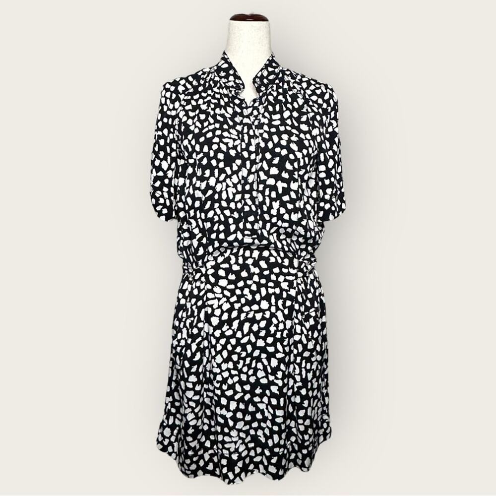 GUC | Diane Von Furstenberg | Button Front Collar Dress | Black/White | Size 8